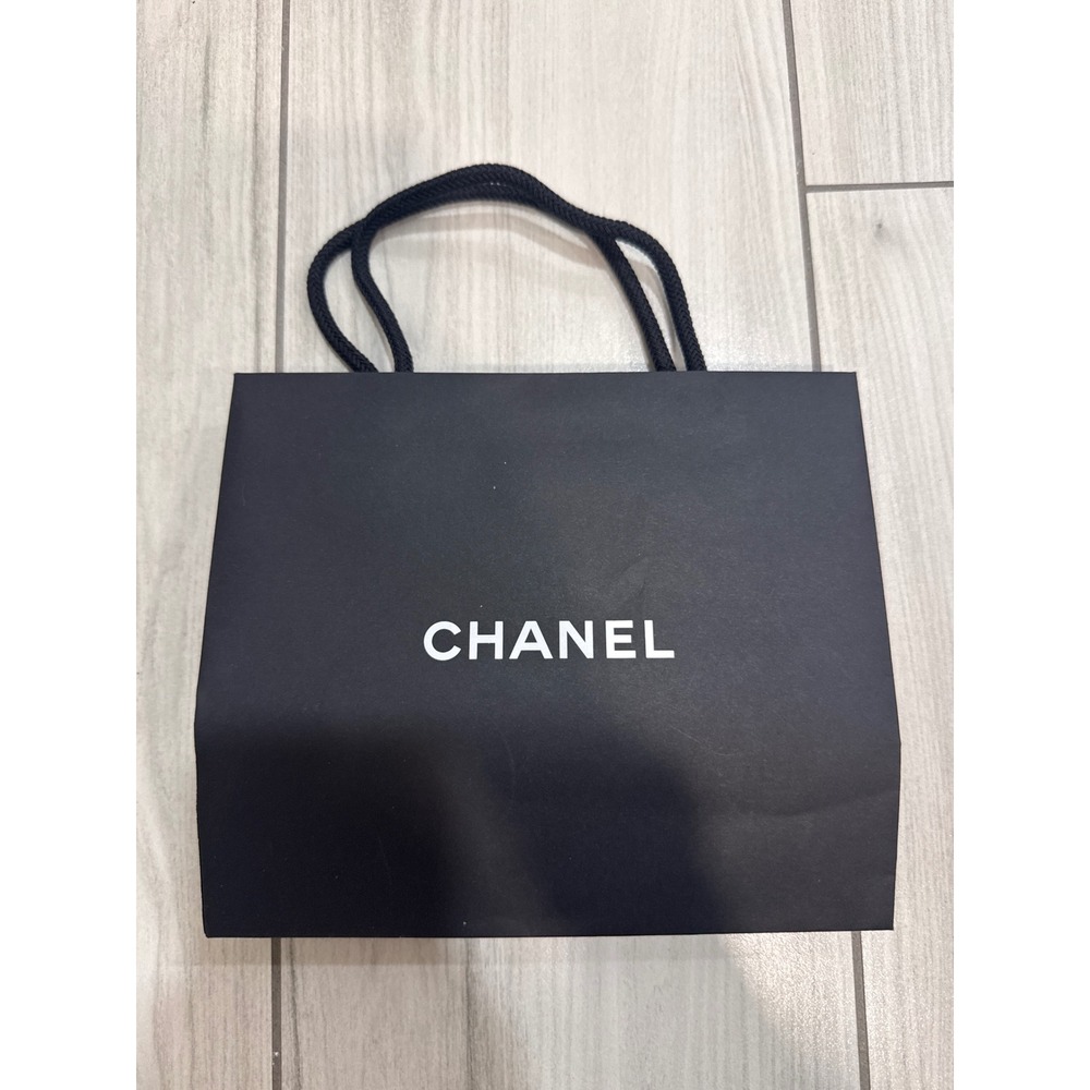 Chanel Small Black Paper Shopping Gift Bag with Rope Handles